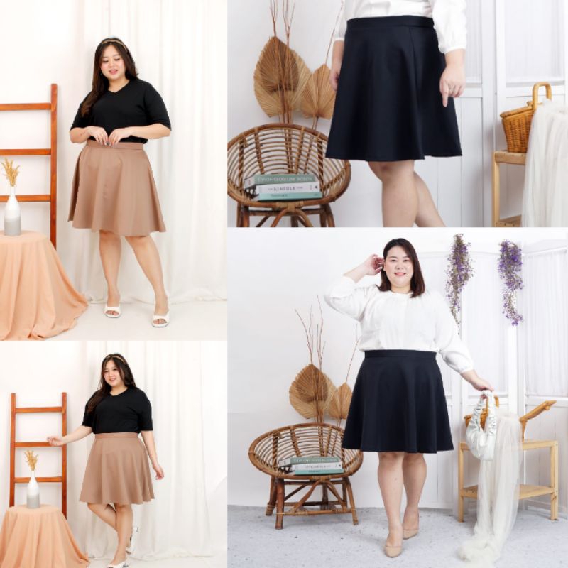 Flare skirt rok bigsize jumbo polos scuba oversize