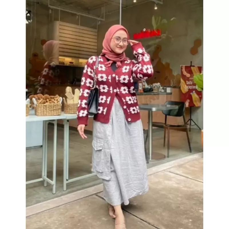 KARDIGAN BUNGA URBAN / CARDIGAN FLOWER URBAN KNIT / CARDIGAN BUNGA RAJUT / CARDIGAN WANITA RAJUT