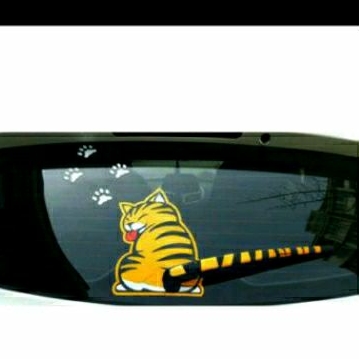 sticker kaca belakang, sticker kucing kucing meong