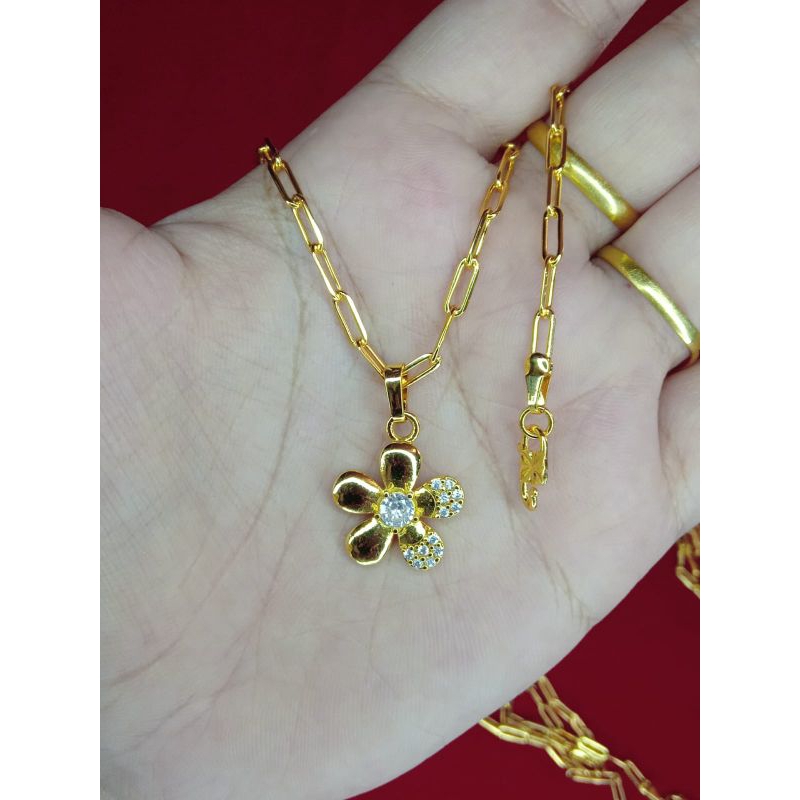 kalung paperclip cc zicron 50cm lapis emas 24k