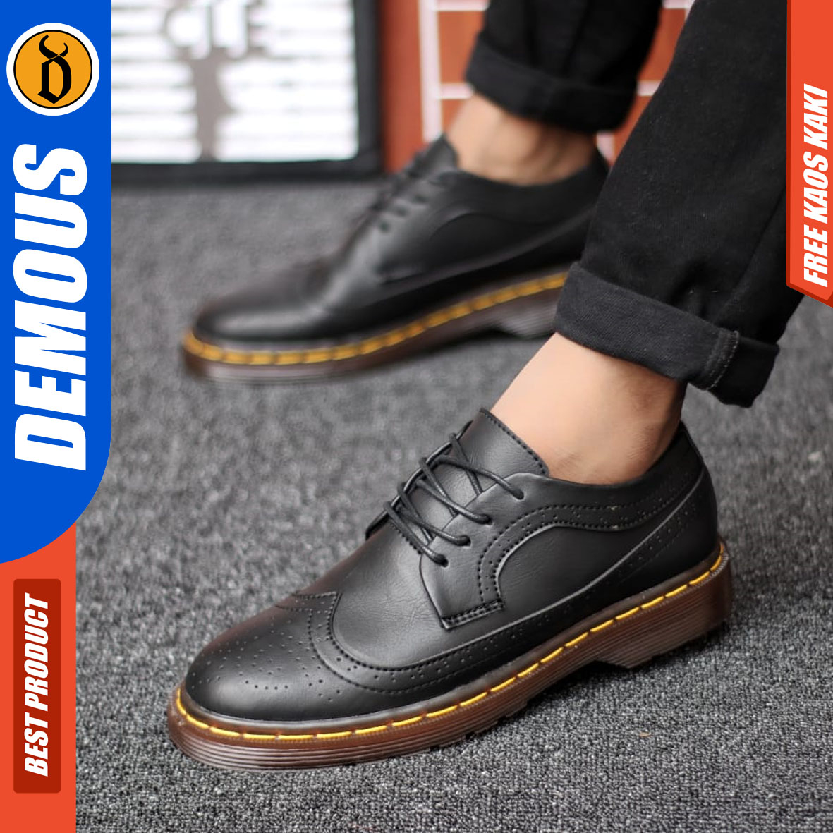 DEMOUS WINTIF - Sepatu Pantofel Kerja Formal Casual Hitam Pria