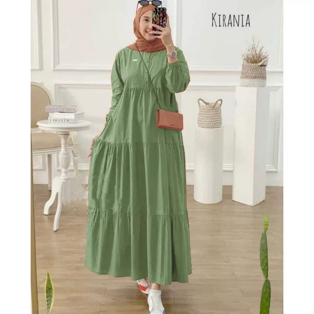 kirania dress/ kirania  gamis  premium katun//  gamis  Wanita fashion muslim/gamis wanita jumbo kekinian premium