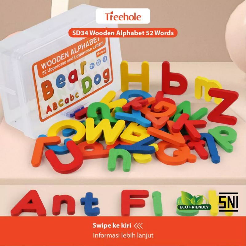 TH SD34 Wooden Alphabet 52 Words - Mainan Abjad Anak