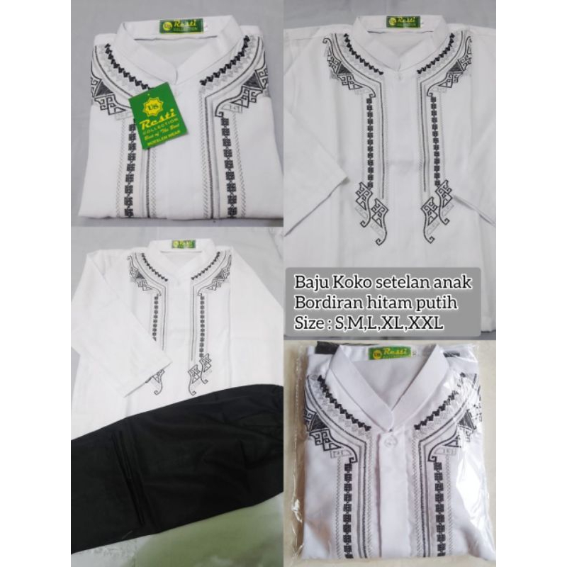 RESTI COLLECTION || BAJU KOKO ANAK || BAJU SETELAN ANAK || KOKO PUTIH HITAM ||