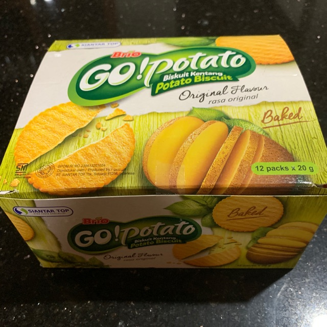 

Biskuit kentang go potato siantar top kemasan box isi 12 sachet x 20gr - PASAR REBO PURWAKARTA