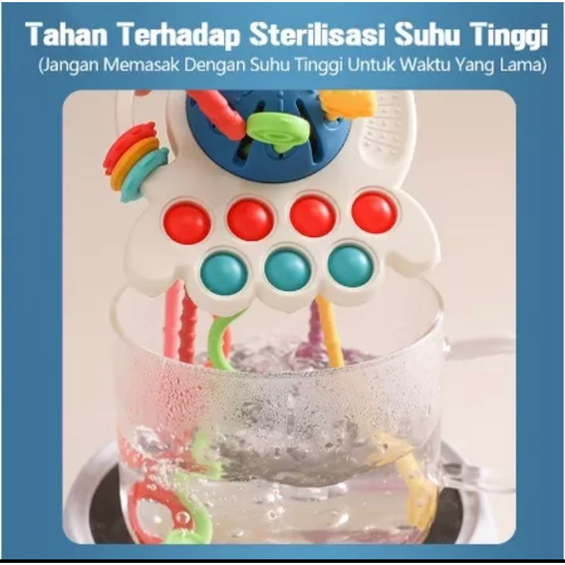 Teether Bayi Gigitan Bayi Bpa Free 6-12 Bulan Mainan Edukasi Montessori Tarikan Sensorik Silikon