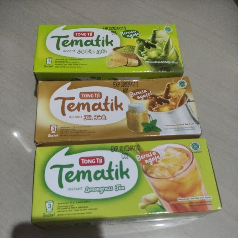 

Tong tji tematik lemongrass teh tarik Matcha latte per sachet