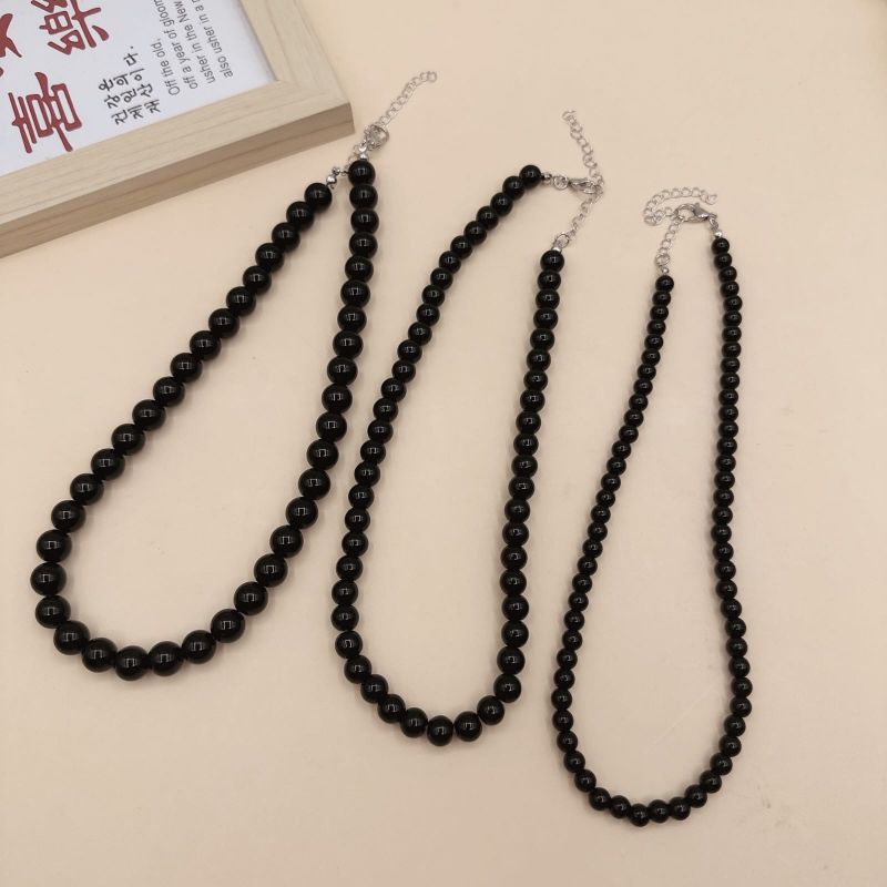 Kalung Manik Mutiara Hitam Polos Simple Elegant Mewah