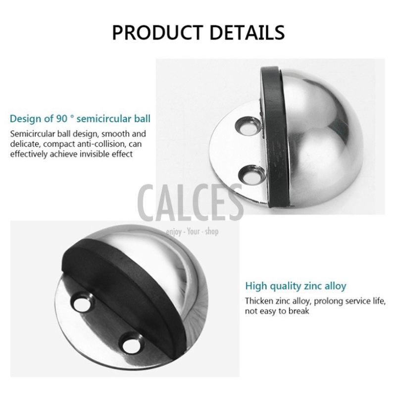 Door Stopper Bulat Stainless 2in1 | Penahan Pintu Model Bulat Keong | Door Stop