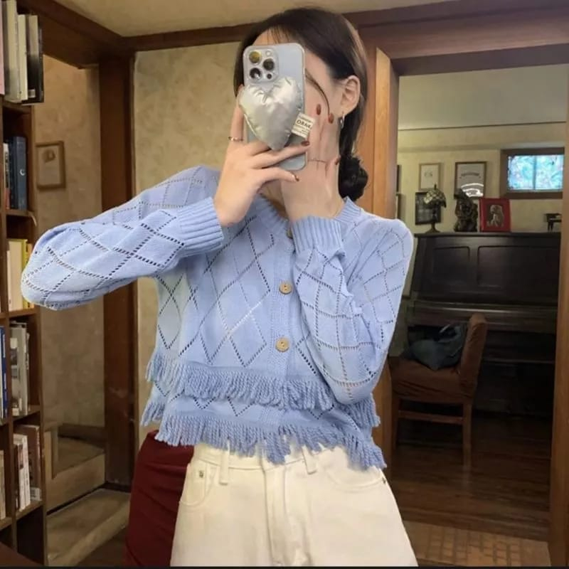 Rajut Crop Top Rawis Wanita / Cardigan Rawis Indian / Cardigan Crop / Rajut Crop Kardigan Wanita