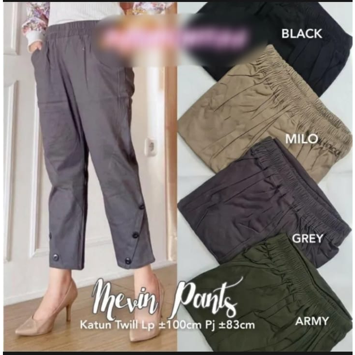 Mevin pants celana wanita model terbaru uniqlo bahan twill street import combed
