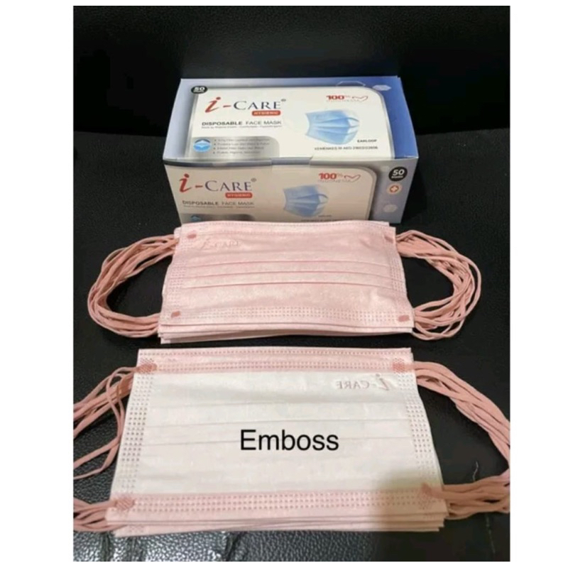 masker earloop I CARE 50pc PREMIUM EMBOSS 3ply