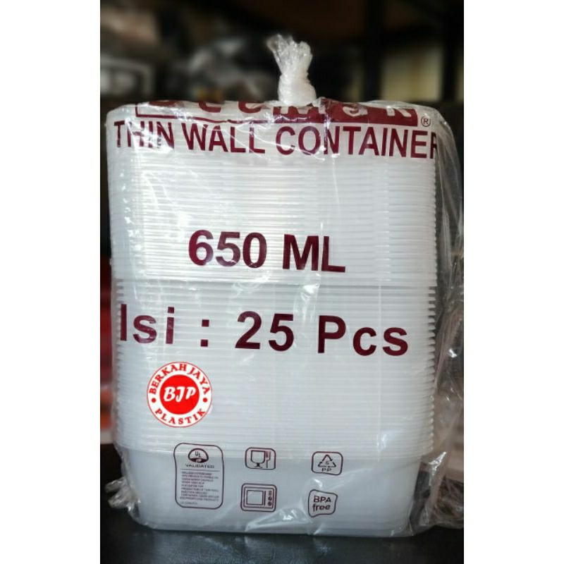 Thinwall box persegi DM 650 ml / kotak makan DM 650 ml