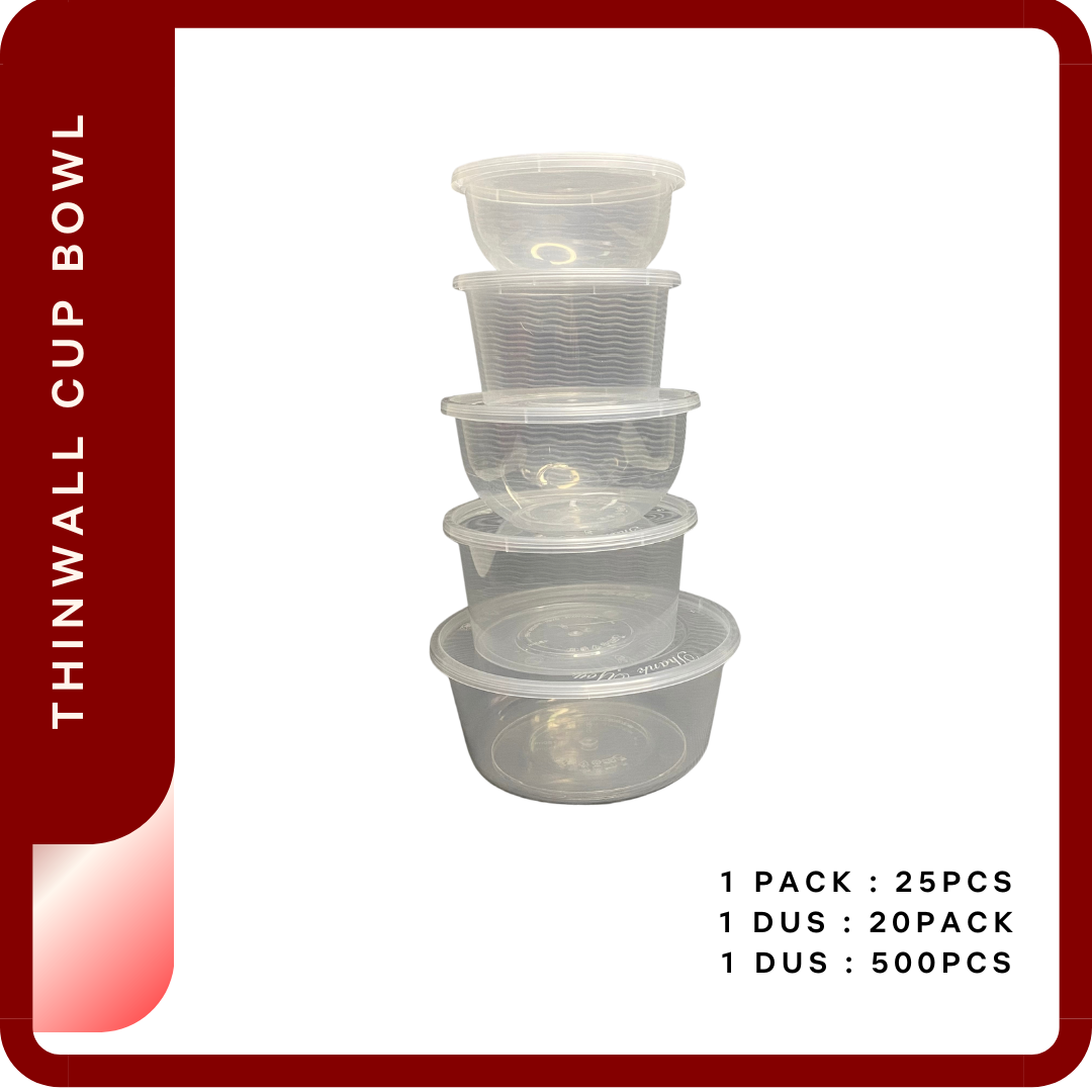 THINWALL BOWL 200ML / THINWALL ROUND 300ML / THINWALL ROUND 450ML / THINWALL ROUNDBOWL 750ML isi 25p