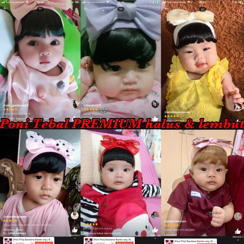 [Poni Pita] Bandana Bando wig / Bandana Rambut Bayi Palsu / Bandana Rambut Poni