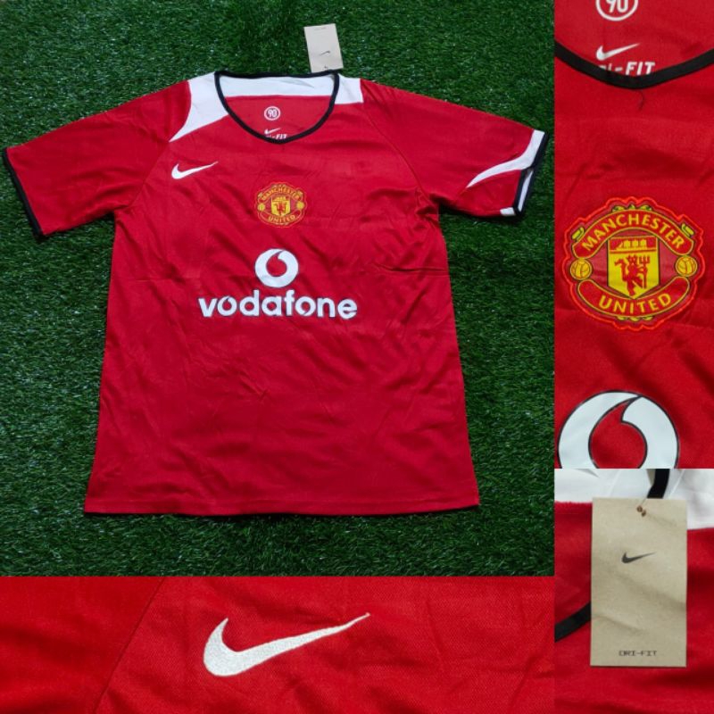 BAJU JERSEY MANCHESTER UNITED HOME RETRO VODAFONE 2004 2005 BAJU BOLA MU HOME RETRO VODAFONE