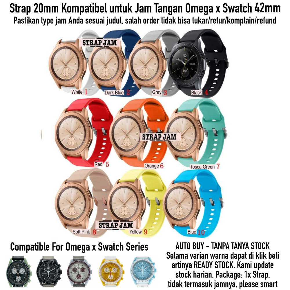 ATS ATL Strap Omega X Swatch 42mm - Tali Jam Tangan 20mm Rubber Silikon