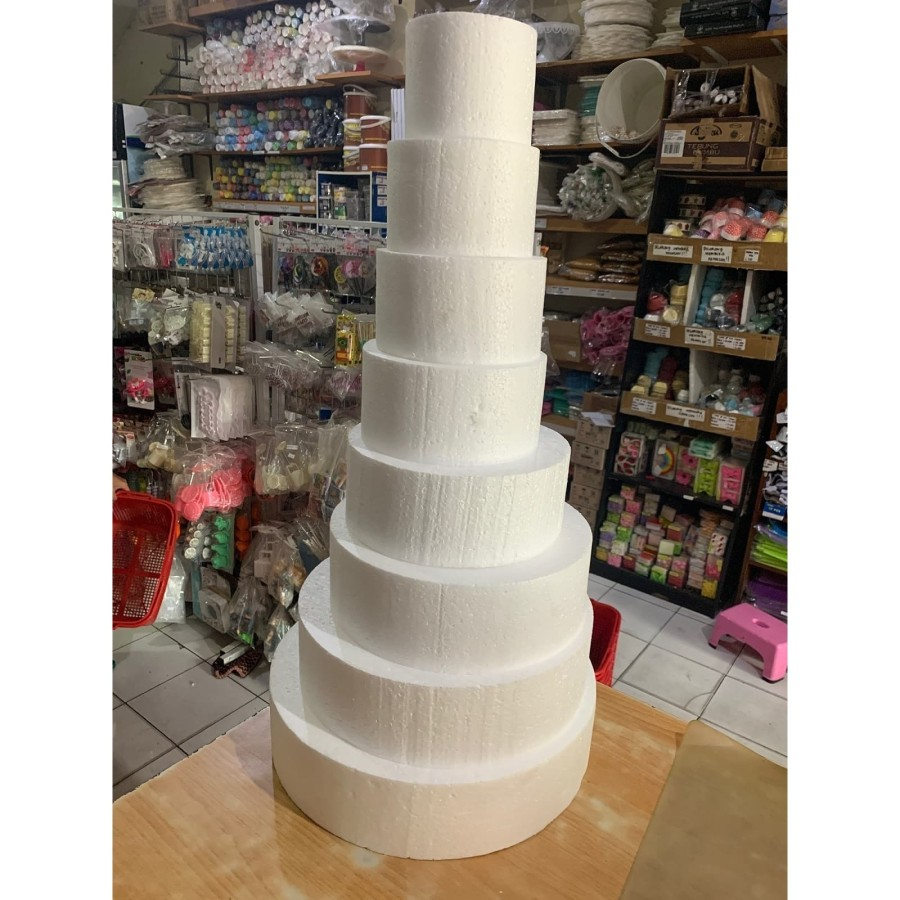Styrofoam bulat tinggi 10 cm Gabus Round dummy cake kue palsu