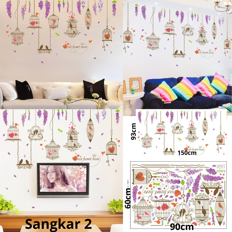 WALLSTICKER WALLSTIKER WALL STICKER STIKER SETIKER DINDING SANGKAR BURUNG GANTUNGAN LAMPU TEMPELAN CAFE DEKORASI RUMAH RUANG TAMU TIDUR MAKAN KELUARGA HIASAN KERAMIK KRAMIK PINTU KACA JENDELA KACA KAMAR MANDI ANTI AIR LEMARI DAPUR POT DAUN SANGKAR BURUNG