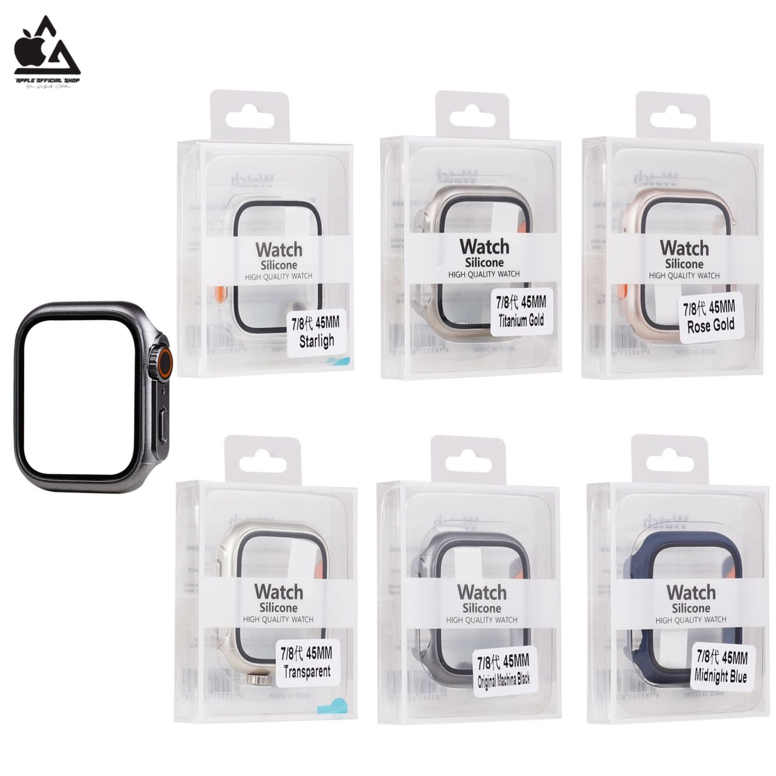 2in1 Case / Cover Apple Watch Model Ultra + Tempered Glass 40mm 41mm 44mm 45mm Series 1 2 3 4 5 6 7 8 9 SE 1 2 3 Cover Pelindung Apple Watch Model Apple Watch Ultra 49mm With Glass Kaca Film Pelindung Screen Guard Protector Layar Apple Watch iWatch Smart