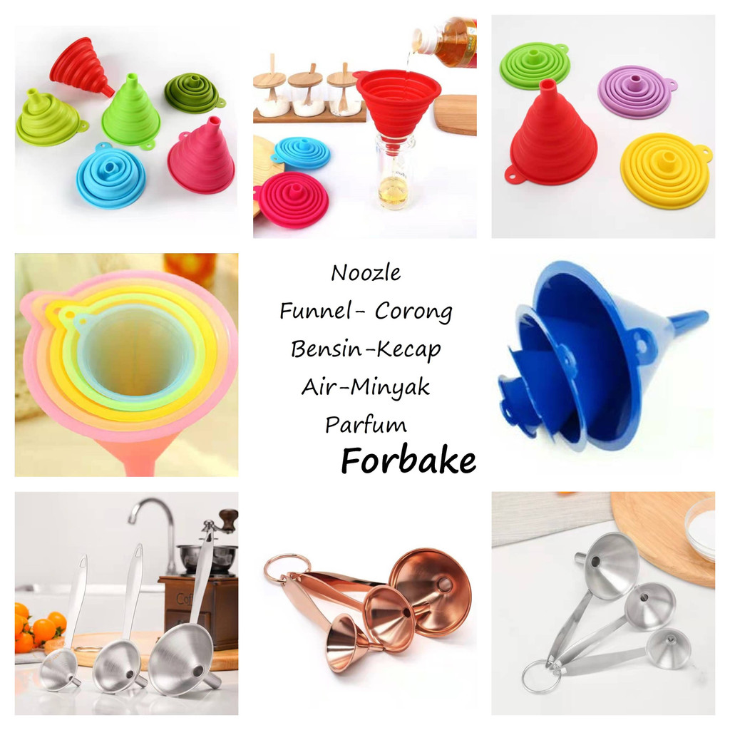 Corong Funnel Air Minyak Saos Kecap Bensin SIlicone Plastik Stainless