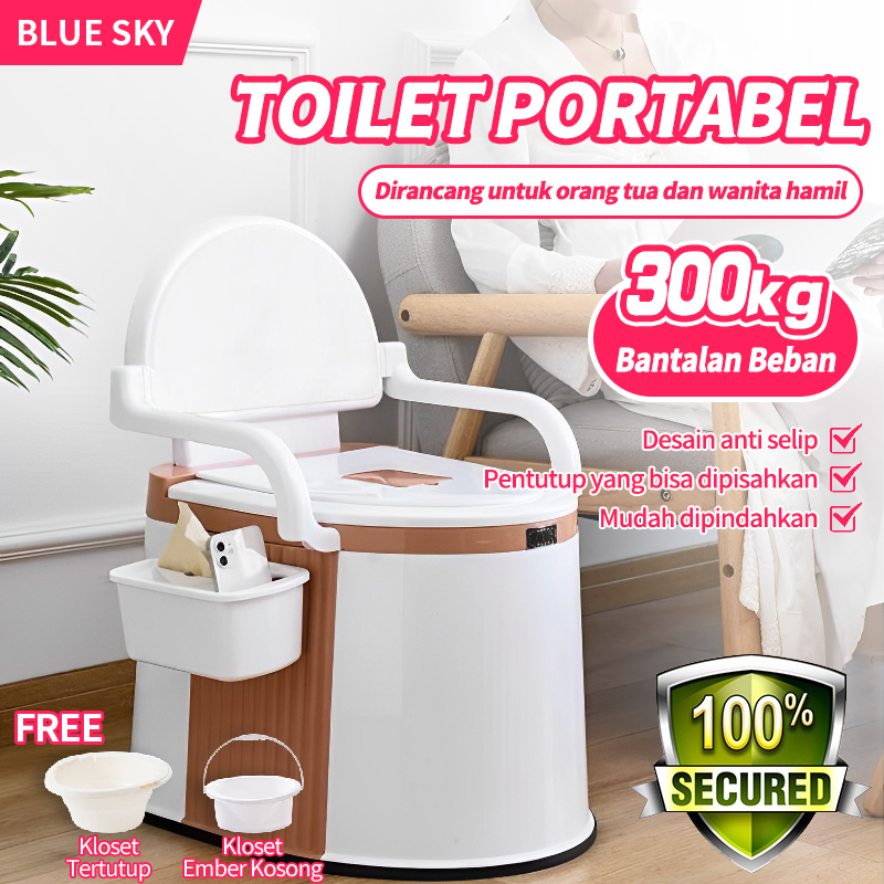 BLUE SKY Kursi Toilet/Toilet Lansia Portabel/Kursi Toilet Wanita Hamil/Kursi Potty