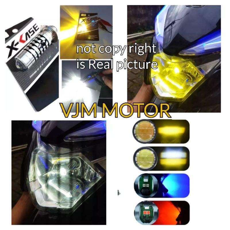 Lampu H6 Lampu Depan motor LED 2 warna putih kuning plus senja biru matic bebek Mio beat Vario Genio Jupiter Vega For All H6 AC/DC 12Volt