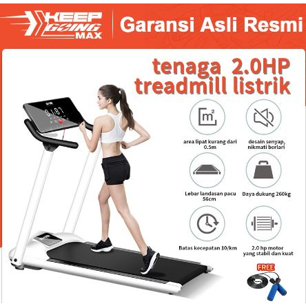 Keep Going Max Treadmill Elektrik Tredmil Listrik 2.0 Mesin Lari Olahraga Gym Fitness Cardio Alat Fitness