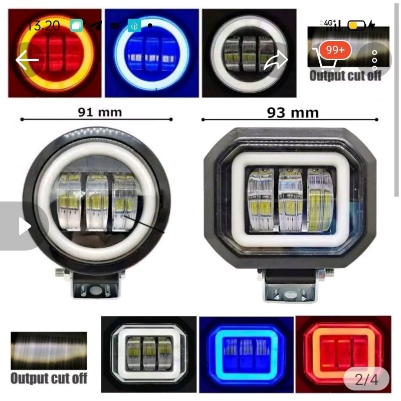 Lampu tembak sorot LED 3mata 30w bulat kotak cwl motor mobil