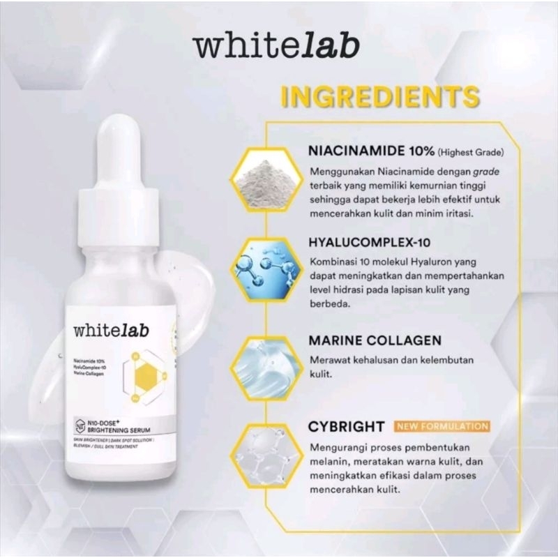 Whitelab N10-Dose+ Brightening Serum Niacinamide 10% Pencerah Wajah