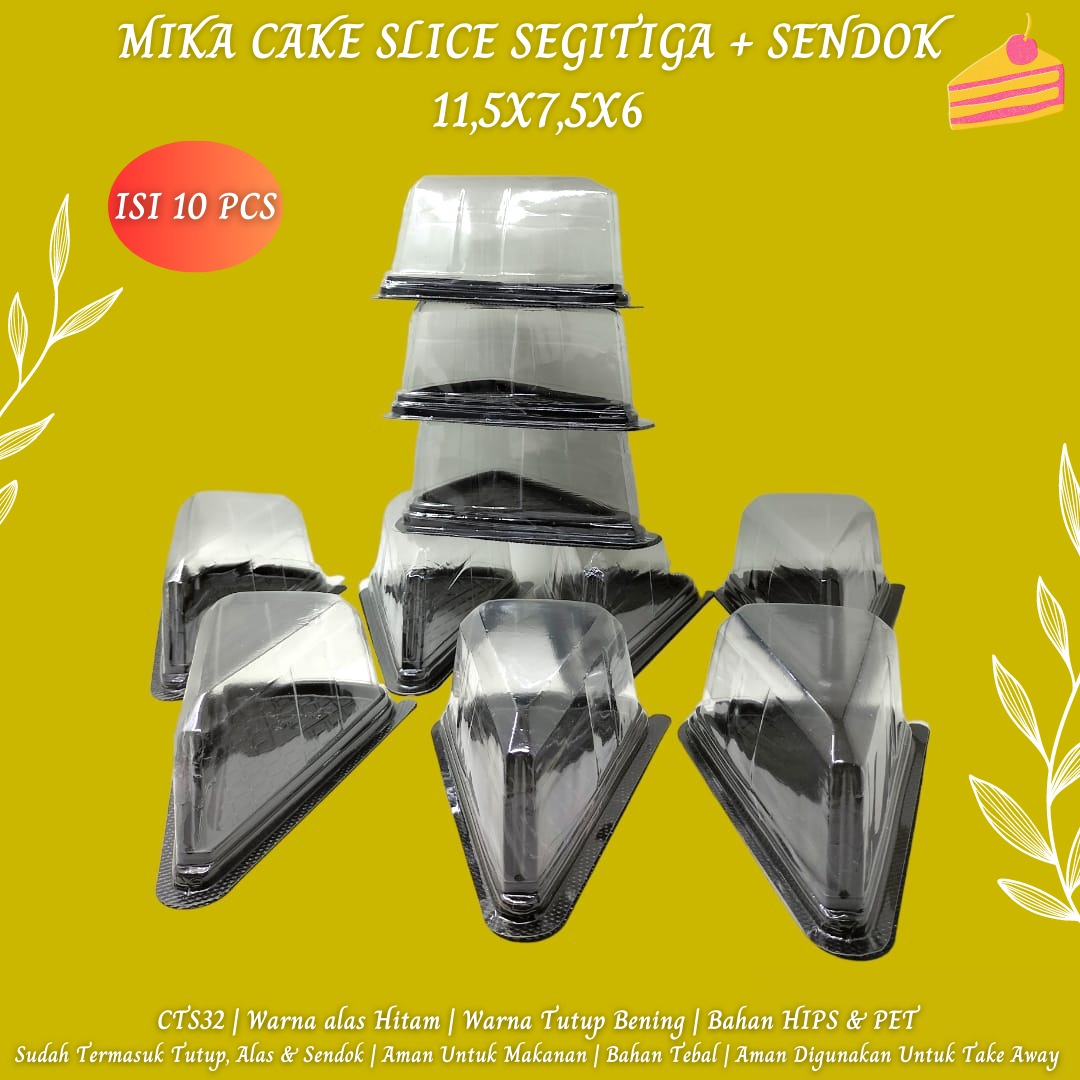 Mika Kue Segitiga Plus Sendok Mika 11,5X7,5X6 (Isi 10 Pcs-CTS32)