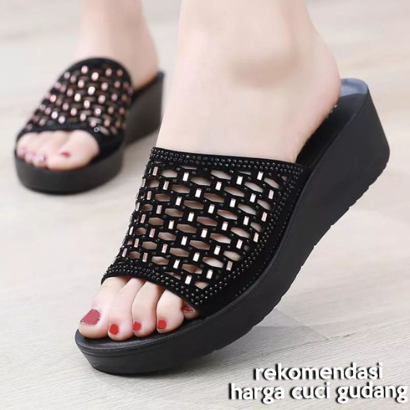 Sandal Wedges Blink Mutiara Korea Terbaru