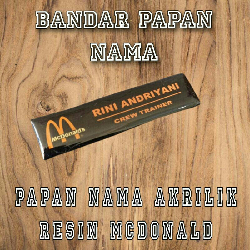 

Nama tag Kuningan Resin Logo mcdonald | PAPAN NAMA RESIN KUNINGAN
