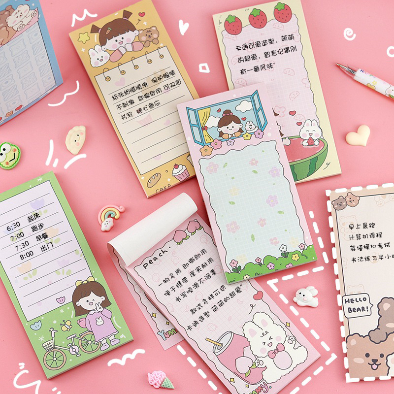 

1113S Delunashop N-16 Sticky notes vertical Sticky note pad cute cartoon students memo