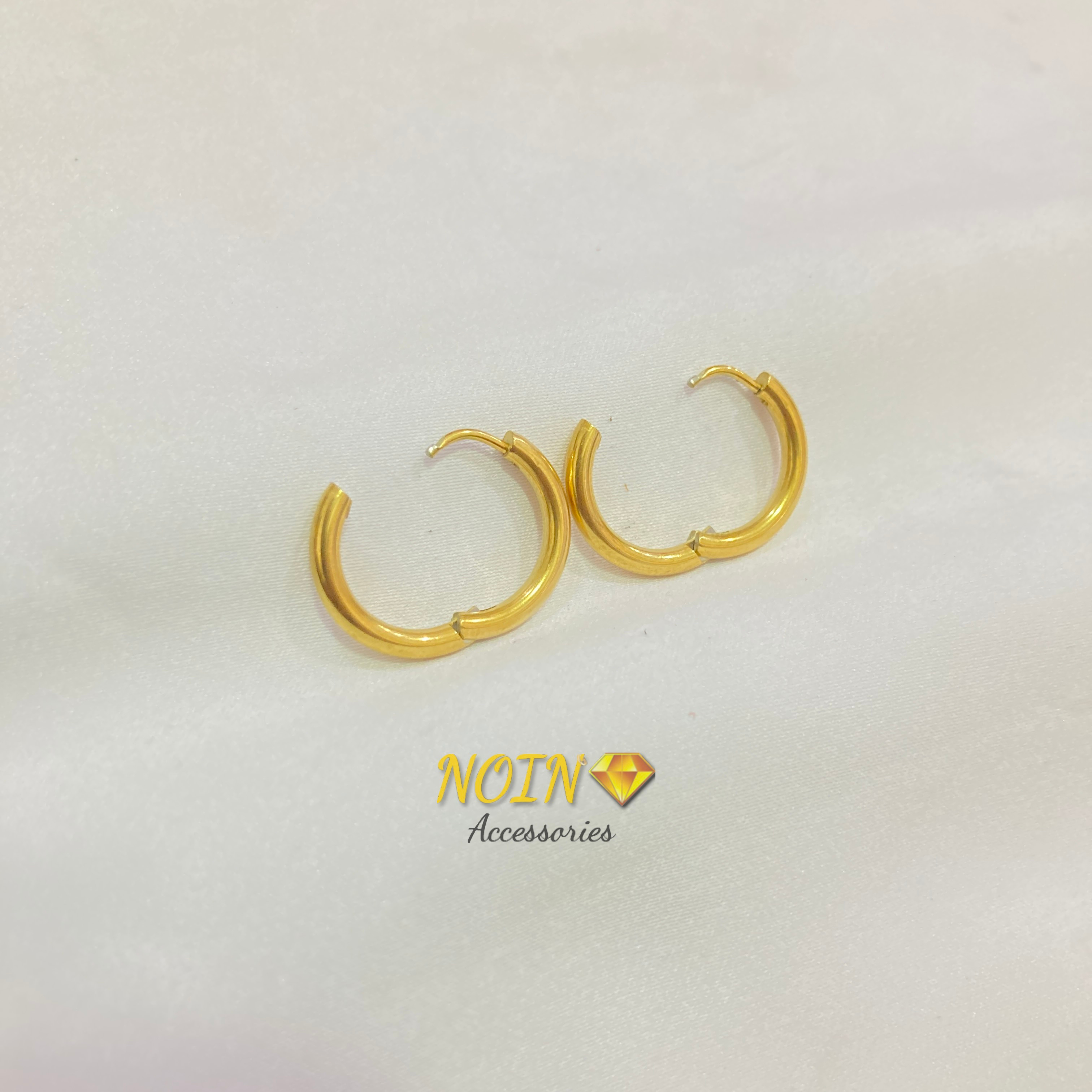 Anting Klip Hoop Kecil Polos Titanium Gold Earring Gipsi Anti Karat