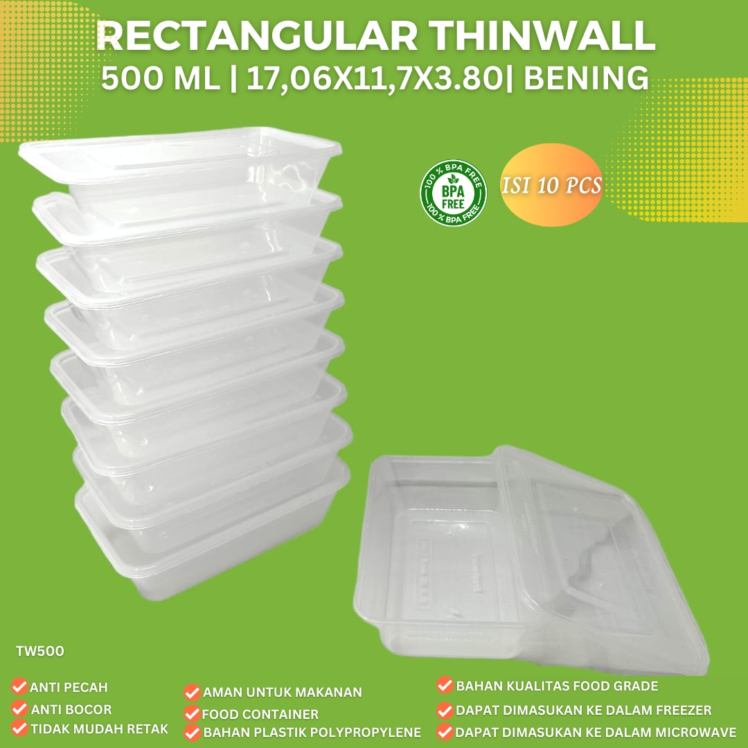 Thinwall 500 Ml Food Container (Isi 10 Pcs-TW500)