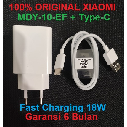 XIAOMI Charger Fast Charging 18W MDY-10-EF + Type-C Original