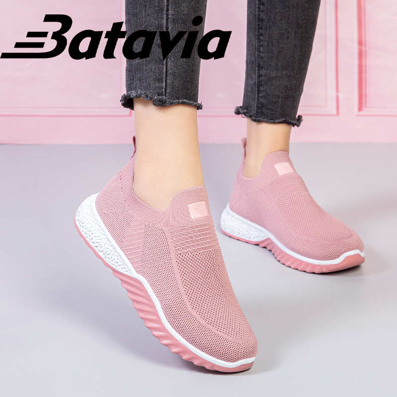 Batavia GROSIR sepatu kanvas wanita rajut sepatu wanita  sepatu tanpa tali hitam Sepatu Wanita Sport Women Sneakers A121