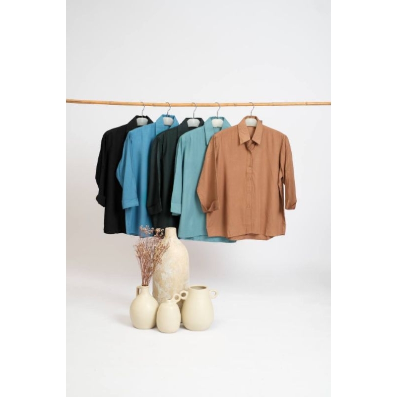 KEMEJA WANITA KEMEJA POLOS RAISA KATUN PREMIUM SHIRT BTS B089 Baju / Atasan / Wanita / Terbaru / Kek