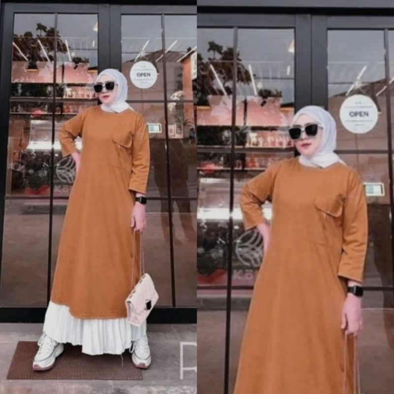 Midi Dress Combed 20s Polos Allsize Jumbo // Midi Kaos Combed 20s // Long Tunik Combed Polos