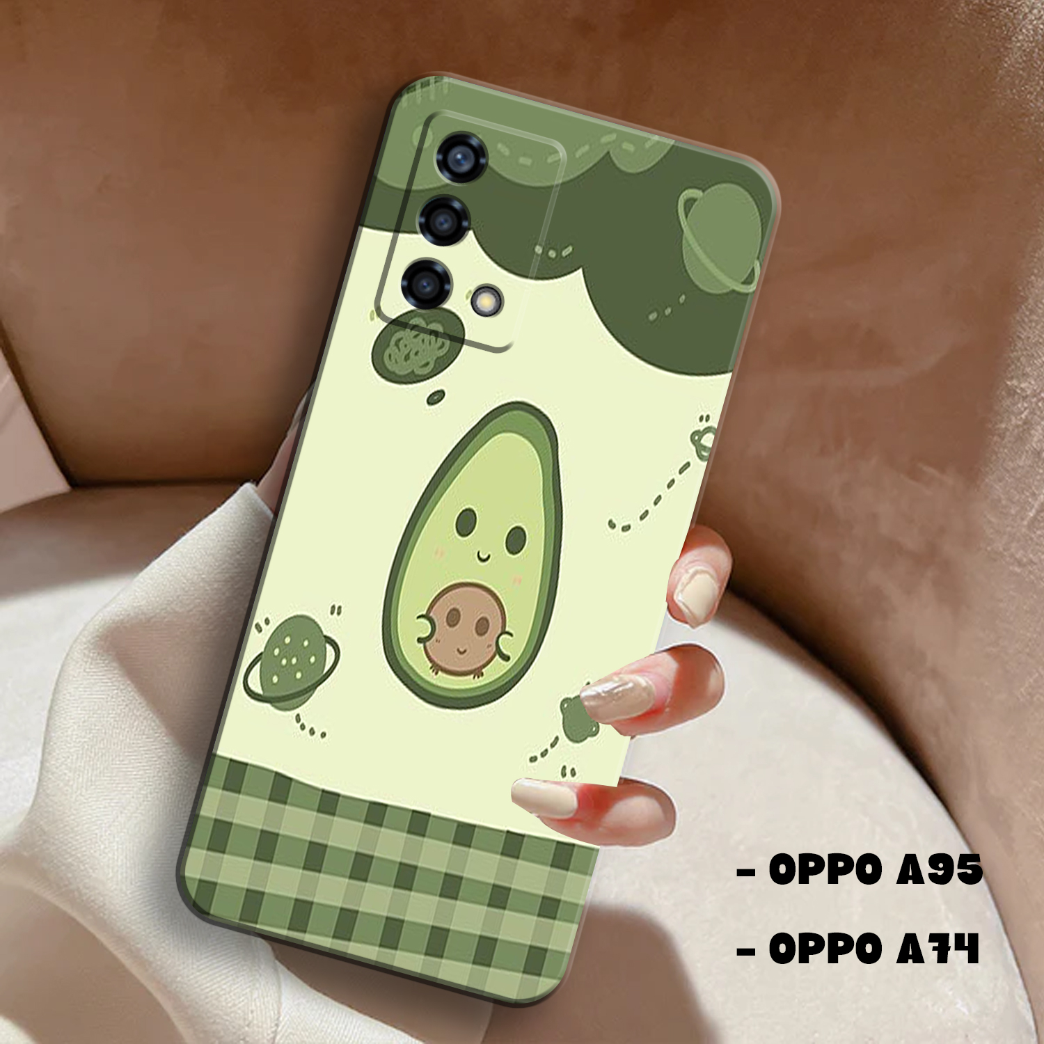 Case Hp Oppo A95 - A74 - Casing Hp Oppo A95 - A74 - Elzora.id - Fashion Case avocado - Case Cewek - 