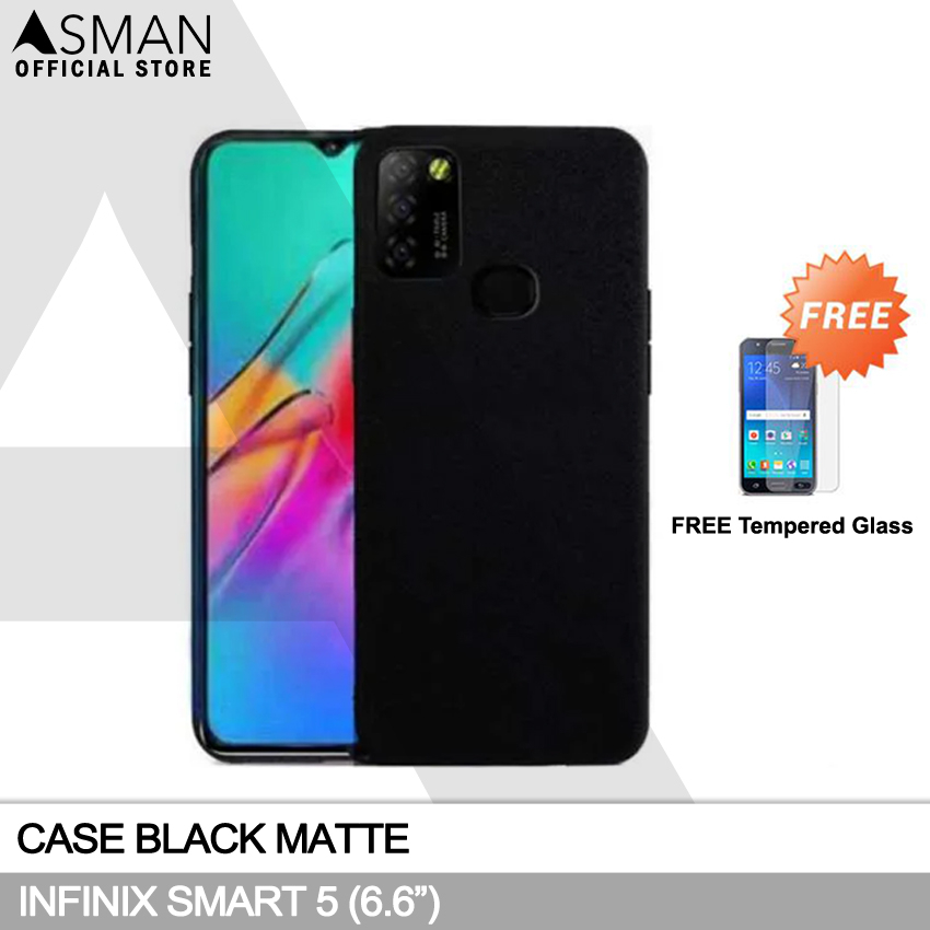 Ultraslim Infinix Smart 5 (6.6&quot;) | Soft Case Black Matte + FREE Tempered Glass