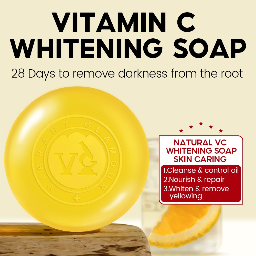 Vibrant Glamour Vitamin C Whitening Soap Facial Cleanser Deep Cleaning VC Nutrients Lightening Dark Spot Corrector Inhibiting