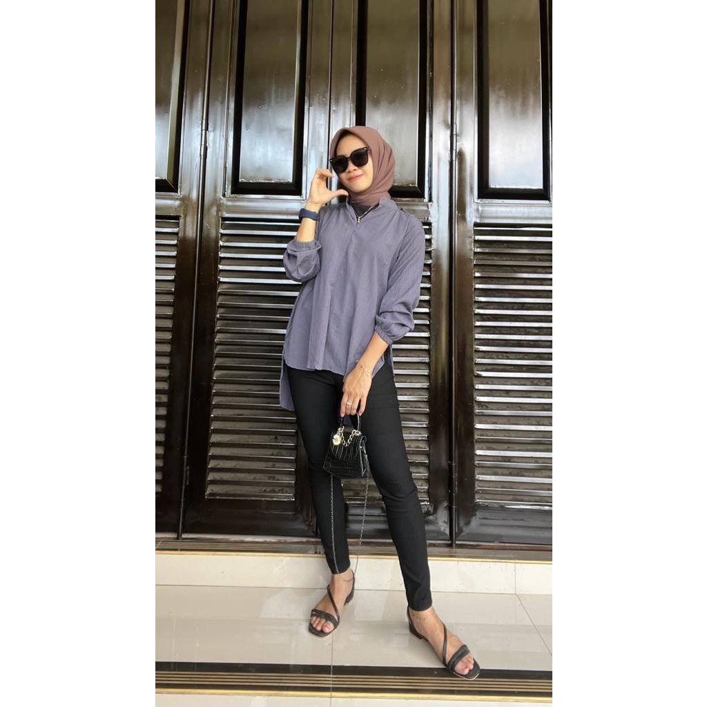 Atasan wanita - Livia Blouse - Blouse Wanita Polos - Blouse Lady Crush - Jennamira_mode