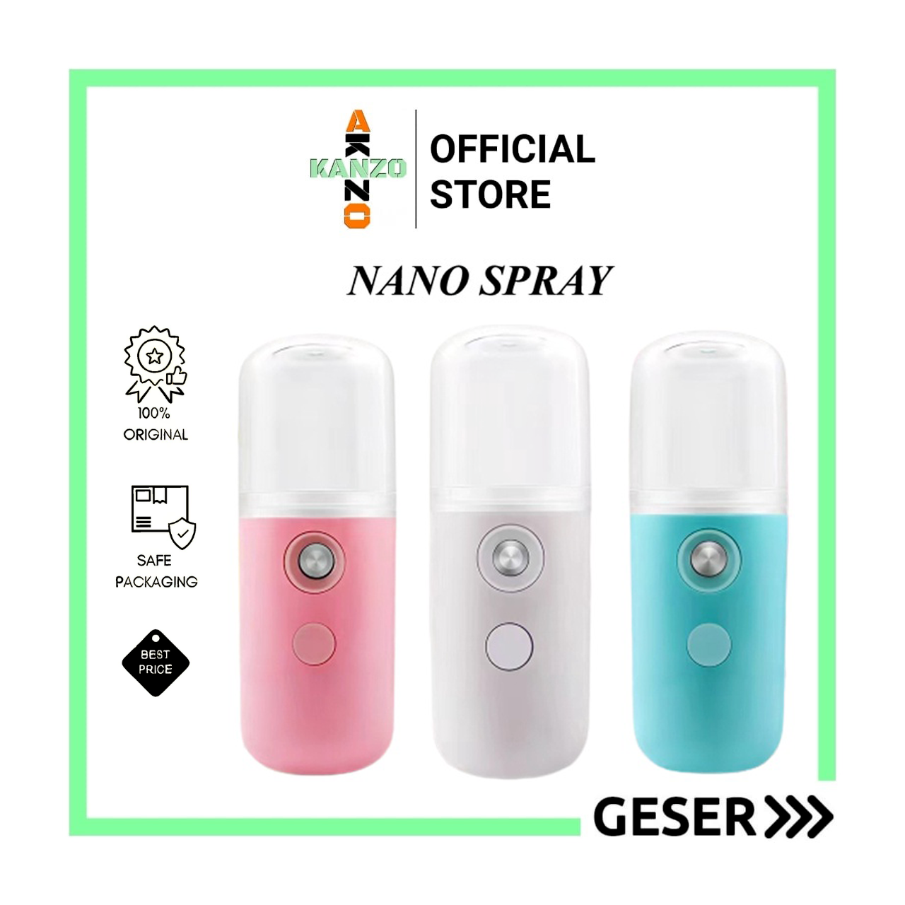 Kanzo - Nano Mist Spray Portable Facial Cooling Moisturizer / Semprotan Air Wajah USB Sprayer Bottle Tabung / Nano Spray Portable USB Face Mist