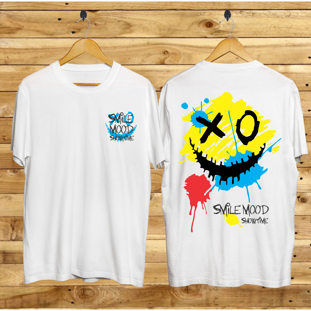 Baju Kaos Distro Tshirt Pria Wanita Keren Lengan Pendek Boneka Smile Mood Terbaru Motif Sablon Bergambar Cod Cewek Cowok Dragon Samurai Unisex Couple