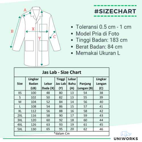 Uniworks Jas Lab Resleting Seri Baju Laboratorium ZPR