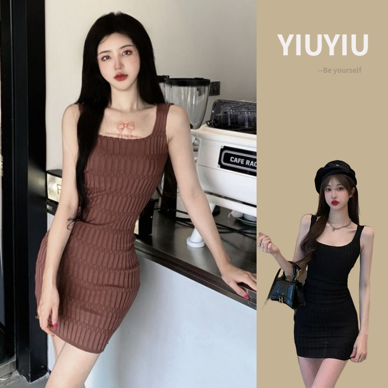 YIU YIU Rajut -Mini Dress Bodycon Korea vintage korea gaun selempang