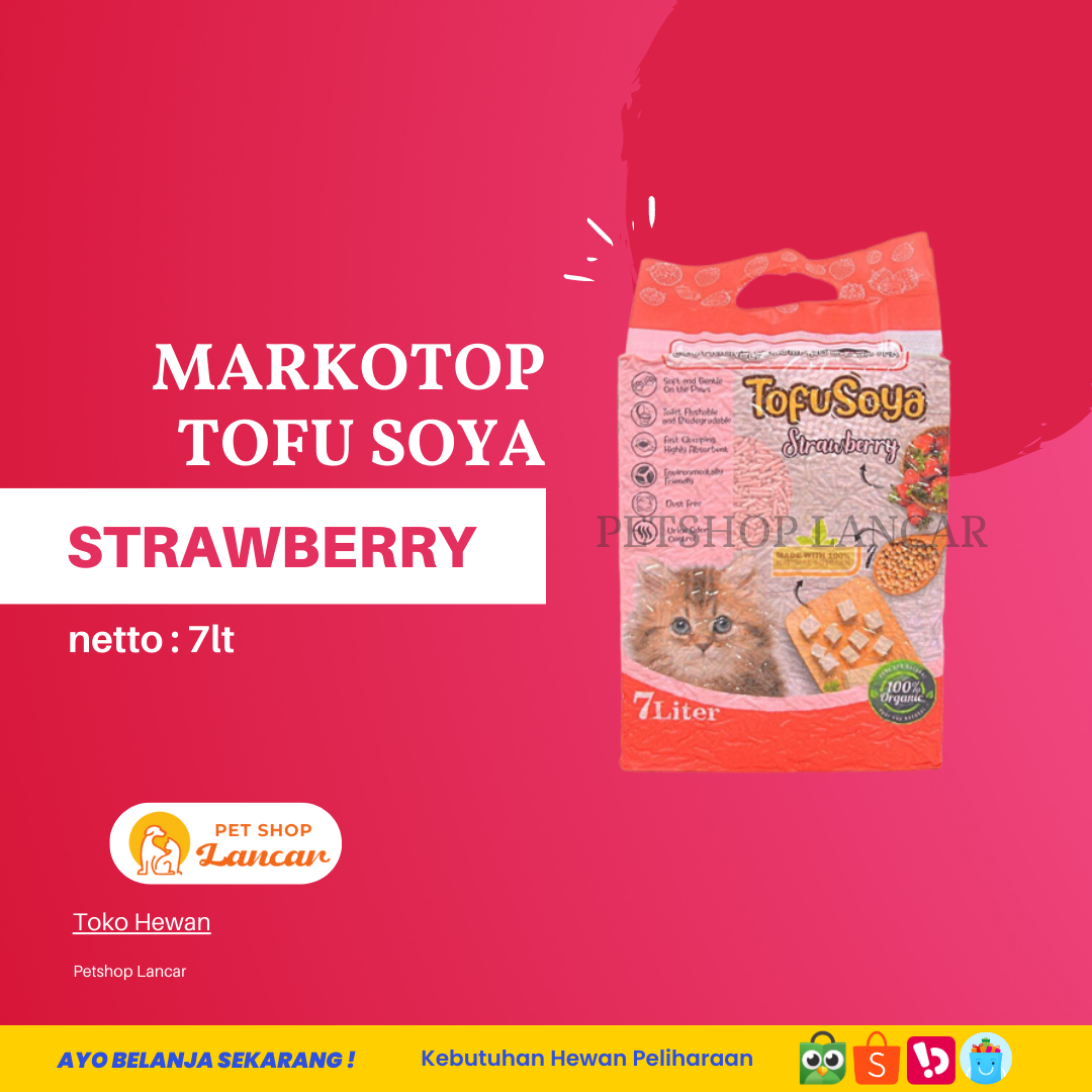 pasir kucing MARKOTOP MARKOTOPS tofu soya clump 7L - Strawberry