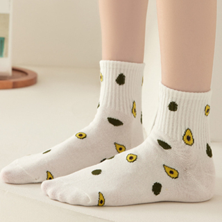 GO!KK1253 Kaos Kaki Pendek Wanita Motif Buah Alpukat Hijau Green Fashion Korean Unisex Semata Kaki Socks Import Ankle Socks